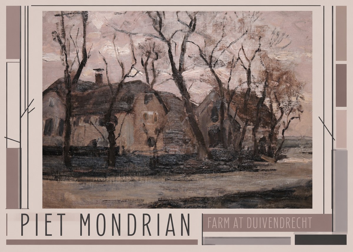 Piet Mondrian Farm at Duivendrecht No1 - Plakát