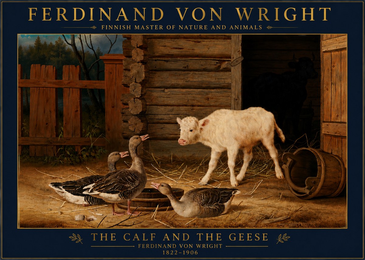 Ferdinand von Wright The Calf and the Geese No4 - Plakát
