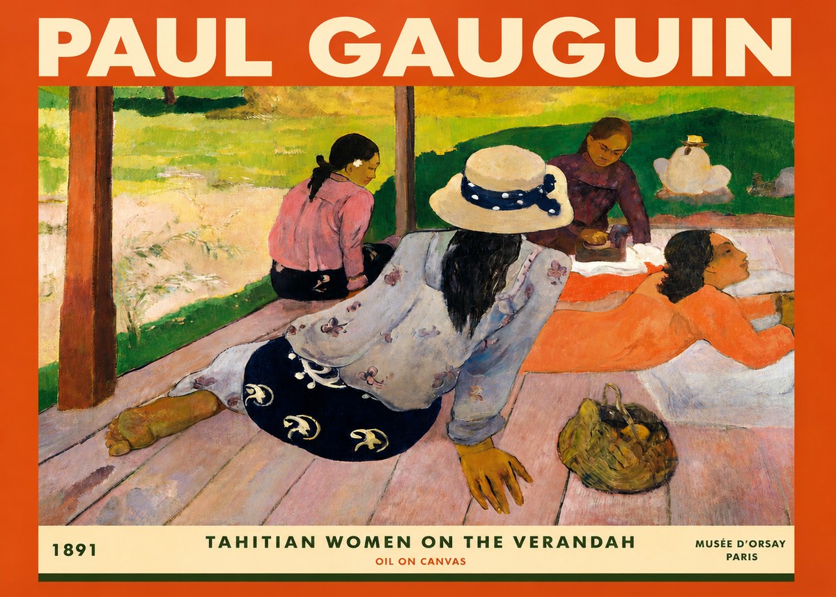 Paul Gauguin Tahitian Women on the Verandah No3 - Plakát