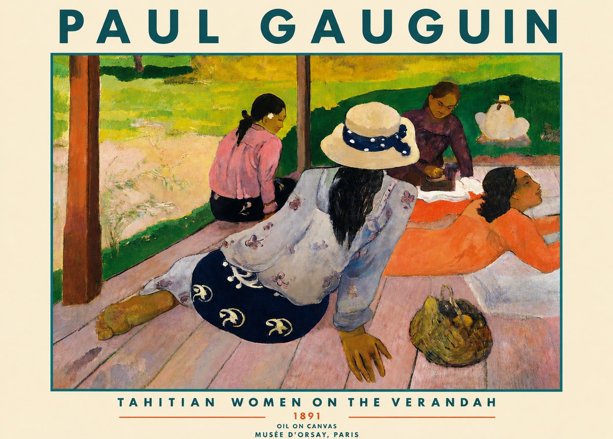 Paul Gauguin Tahitian Women on the Verandah No4 - Plakát