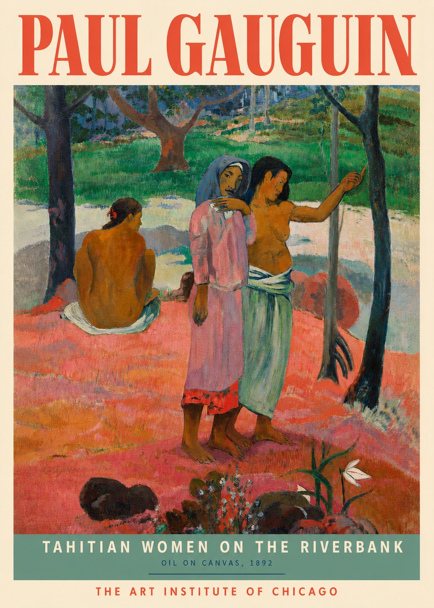 Paul Gauguin Tahitian Women on the Riverbank No3 - Plakát