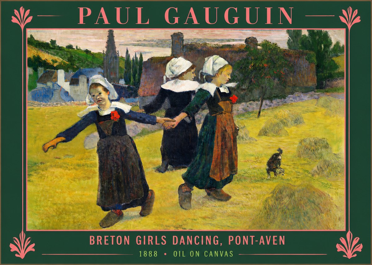 Paul Gauguin Breton Girls Dancing, Pont-aven No2 - Plakát