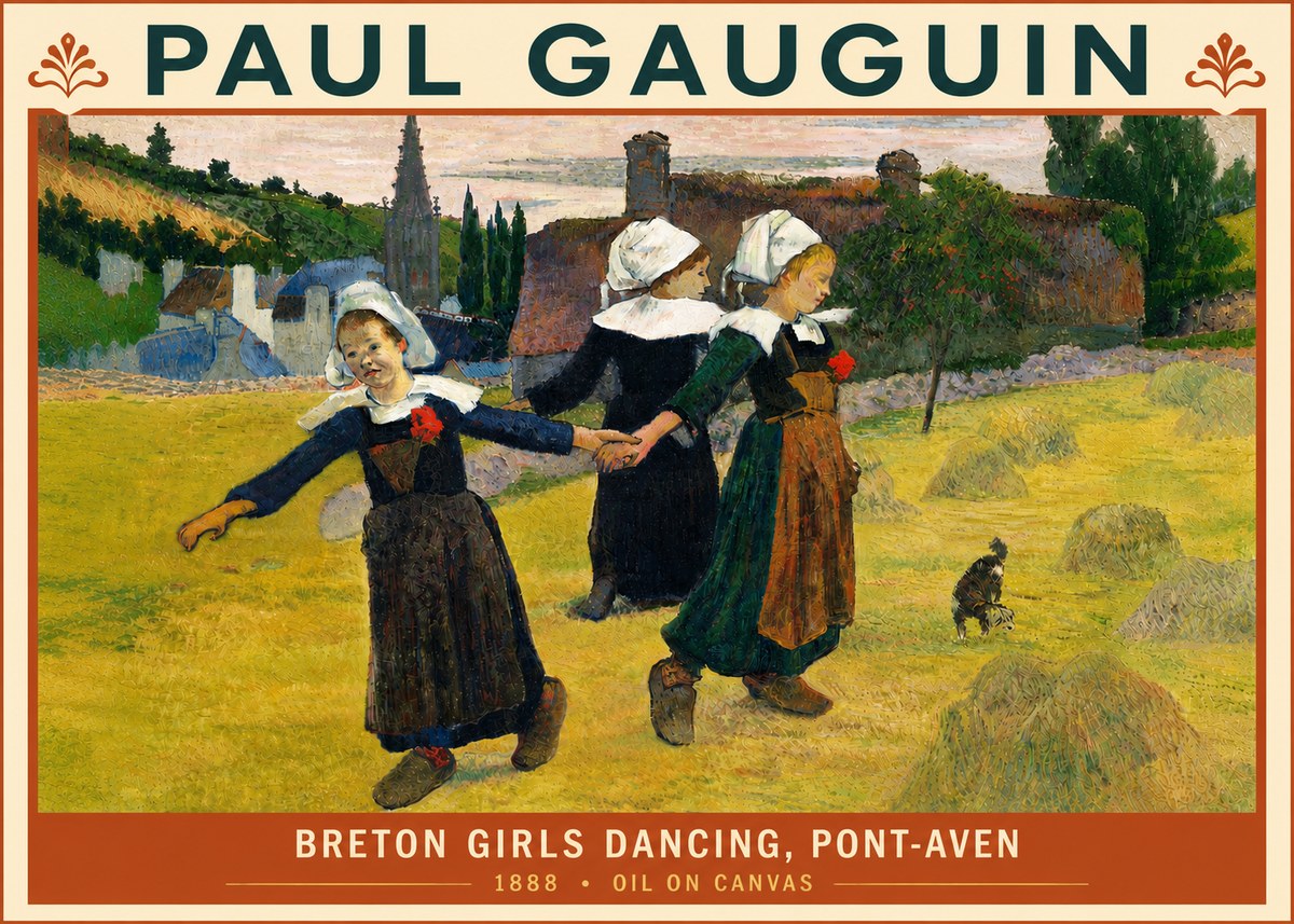 Paul Gauguin Breton Girls Dancing, Pont-aven No5 - Plakát