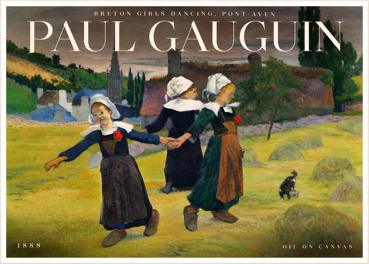 Paul Gauguin Breton Girls Dancing, Pont-aven No6 - Plakát