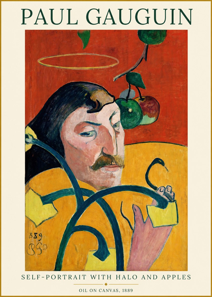 Paul Gauguin Self-portrait with Halo and Apples No1 - Plakát