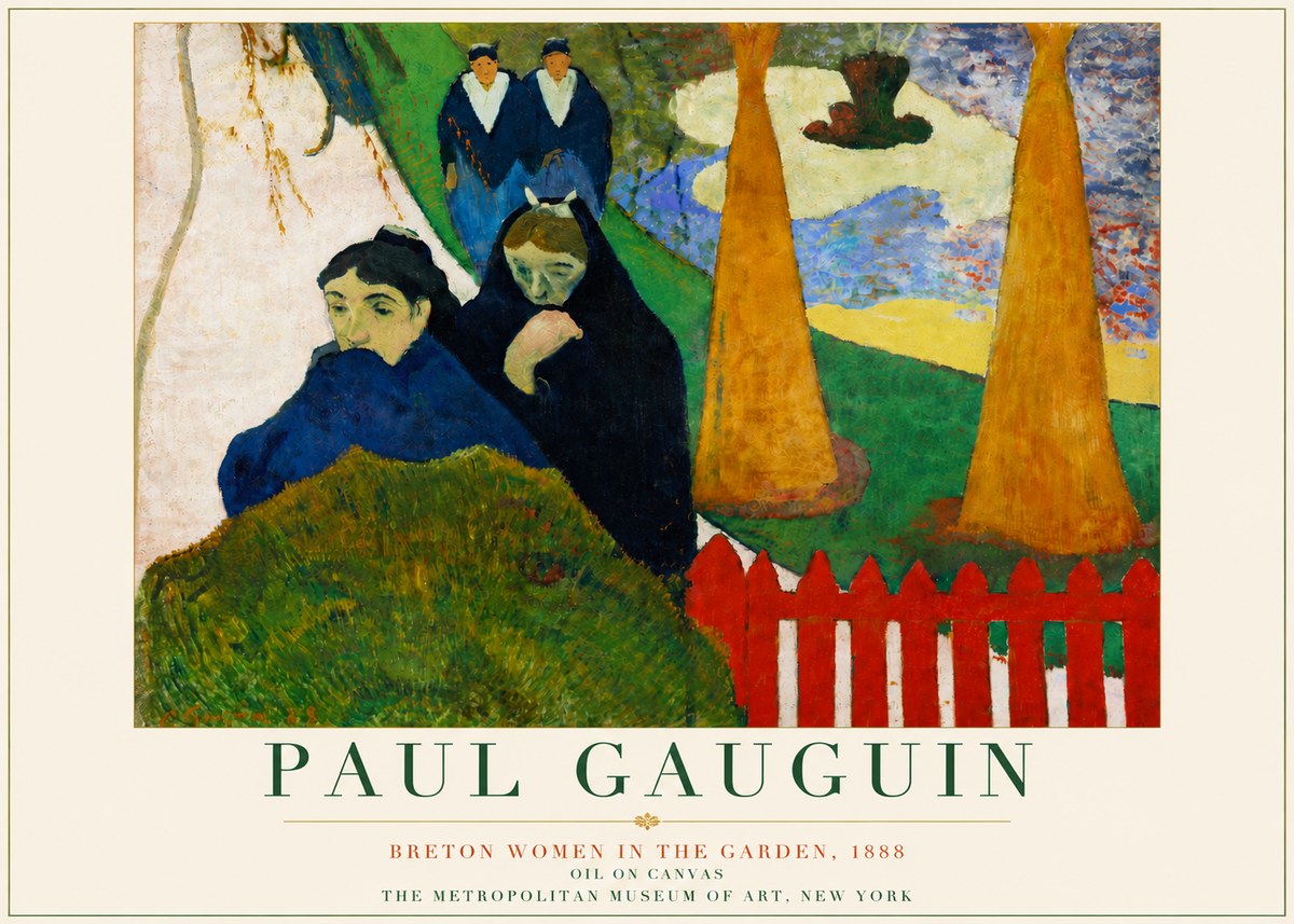 Paul Gauguin Breton Women in the Garden, 1888 No5 - Plakát