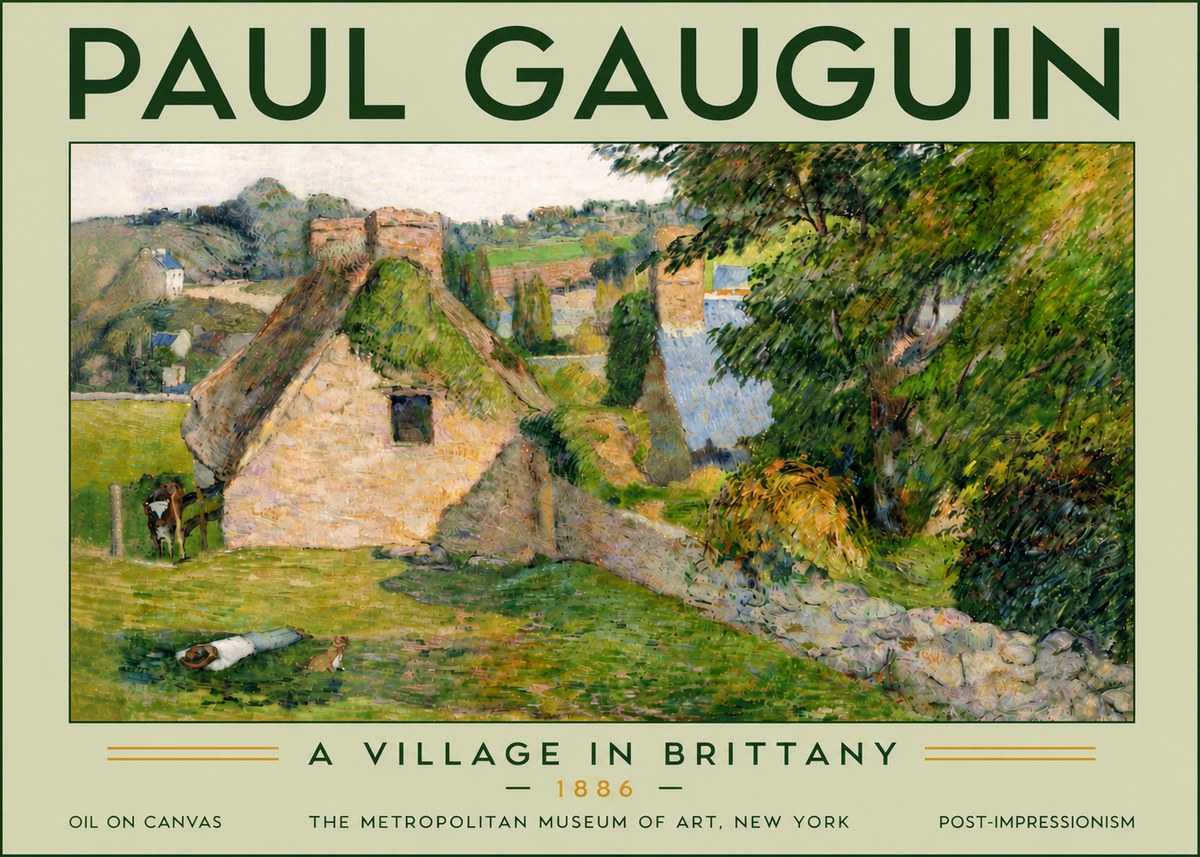Paul Gauguin A Village in Brittany No6 - Plakát