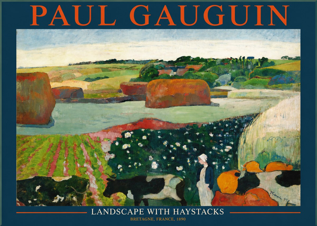 Paul Gauguin Landscape with Haystacks No2 - Plakát