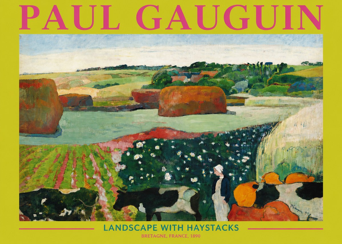 Paul Gauguin Landscape with Haystacks No3 - Plakát
