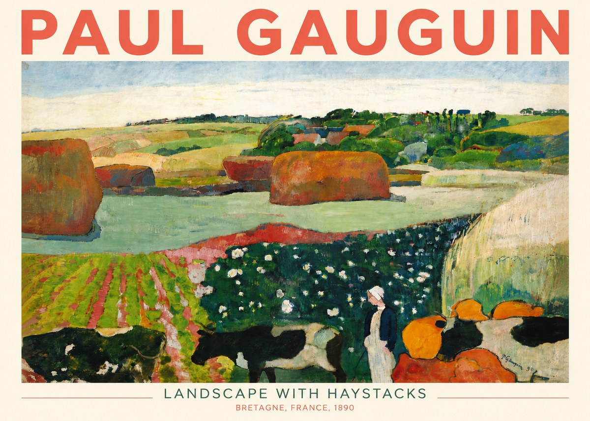 Paul Gauguin Landscape with Haystacks No4 - Plakát