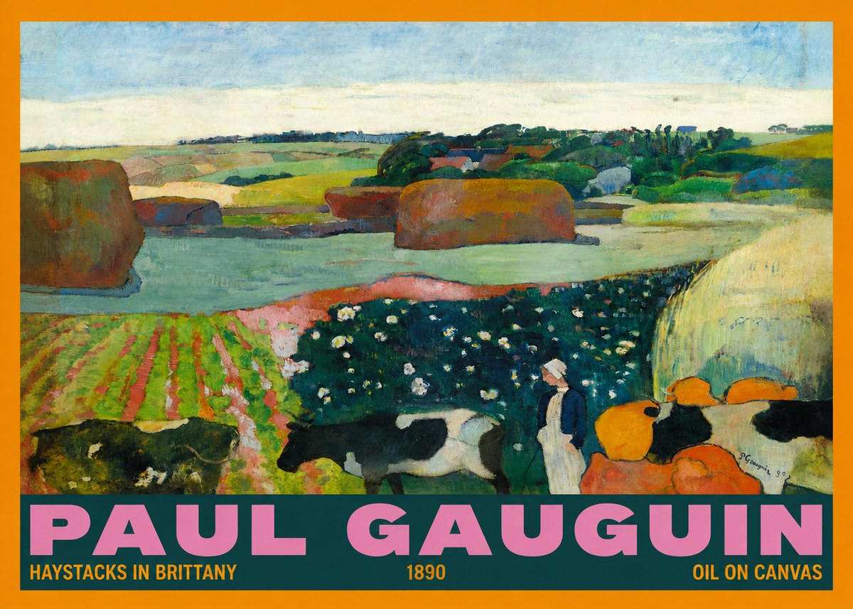 Paul Gauguin Landscape with Haystacks No6 - Plakát