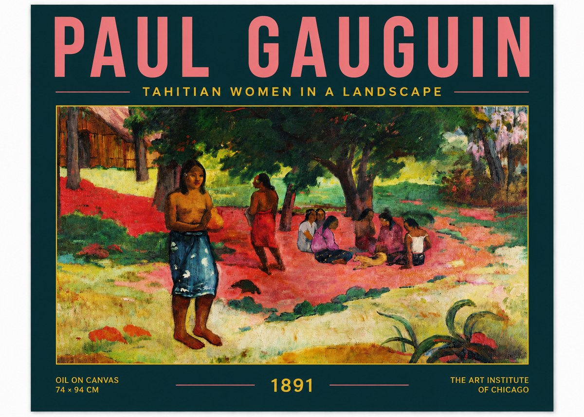 Paul Gauguin Tahitian Women on the Road No6 - Plakát