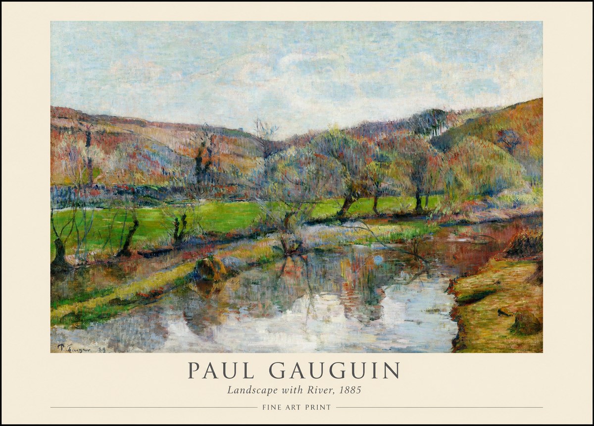 Paul Gauguin Landscape with River, 1885 No1 - Plakát