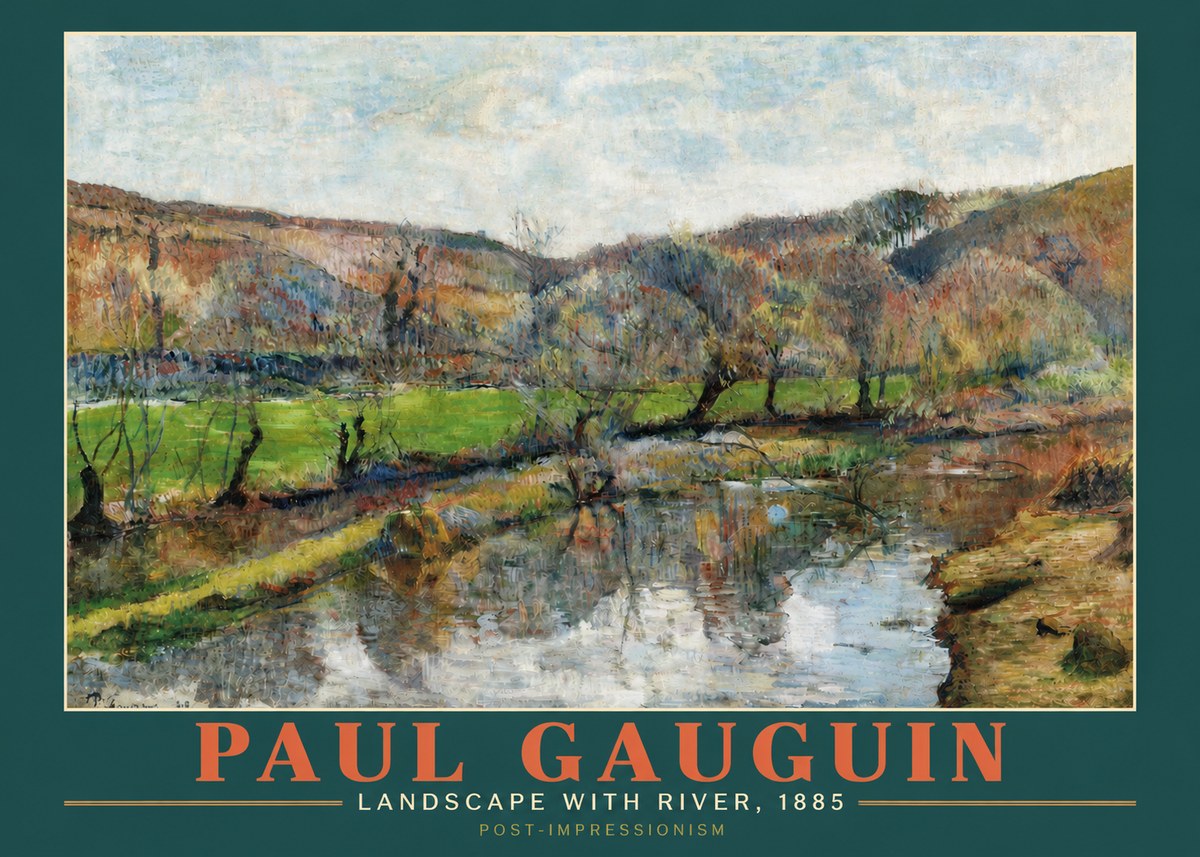 Paul Gauguin Landscape with River, 1885 No3 - Plakát