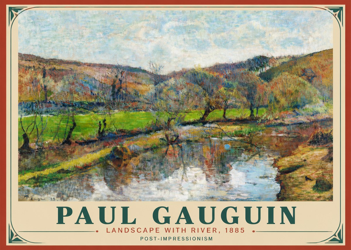Paul Gauguin Landscape with River, 1885 No4 - Plakát