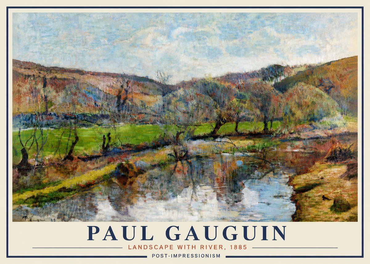 Paul Gauguin Landscape with River, 1885 No5 - Plakát