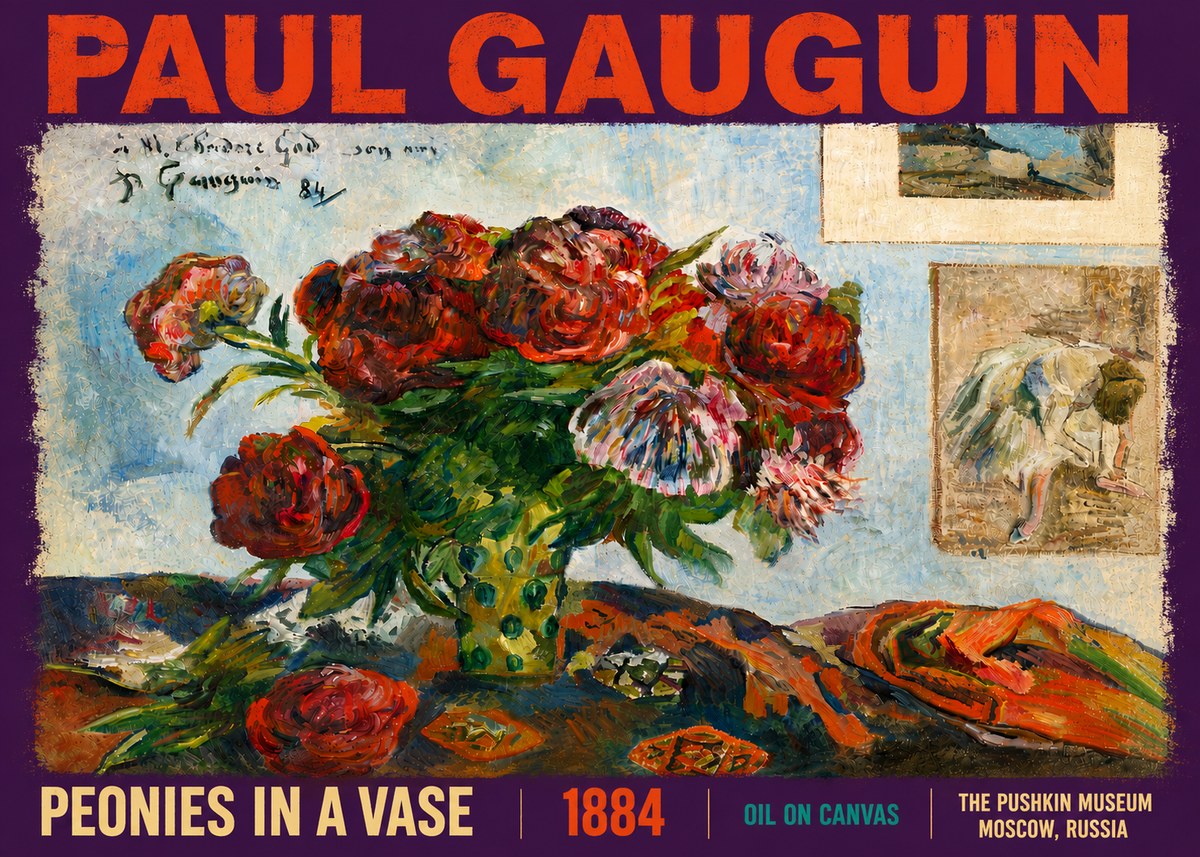 Paul Gauguin Peonies in a Vase No5 - Plakát