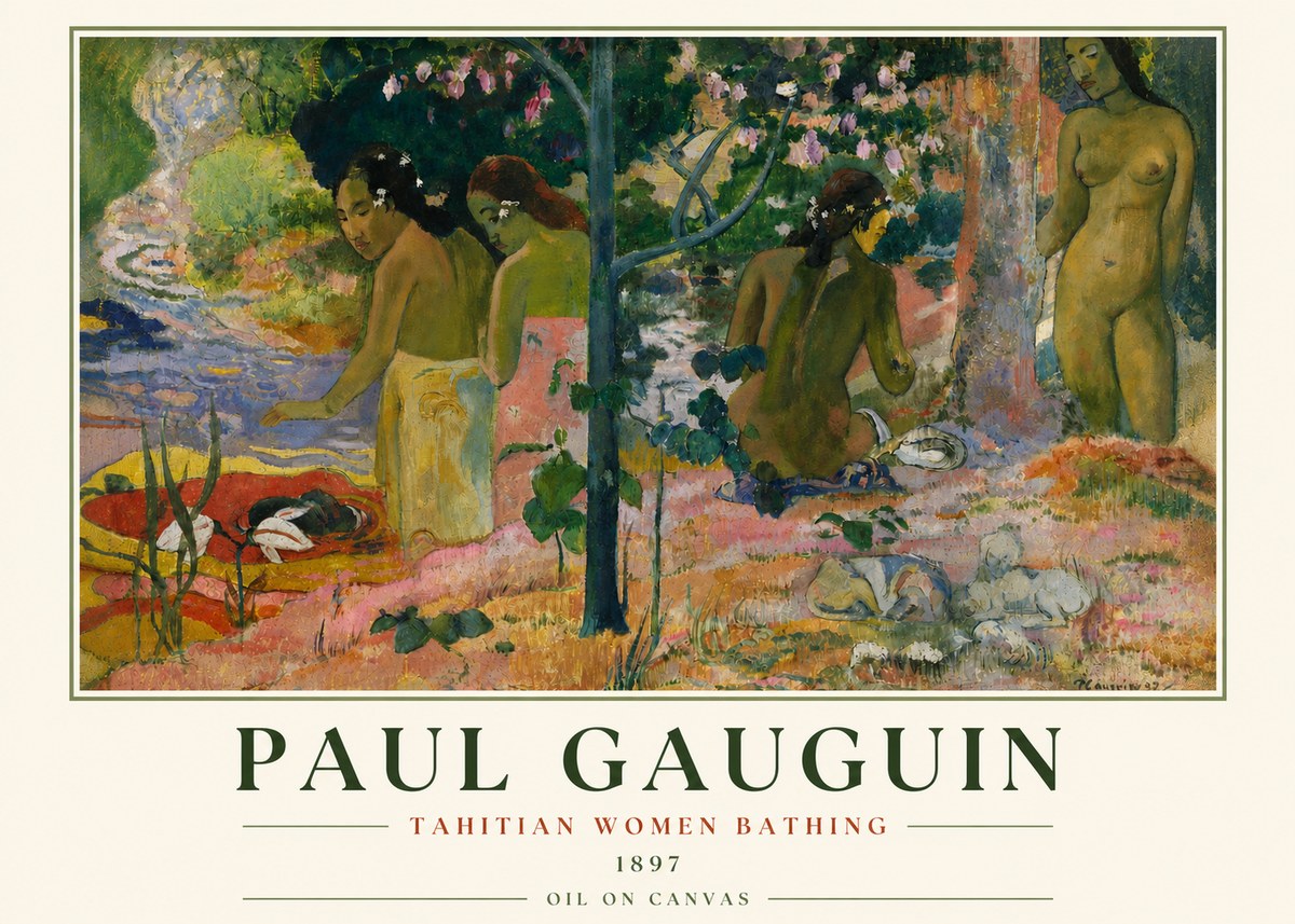 Paul Gauguin Tahitian Women Bathing No3 - Plakát