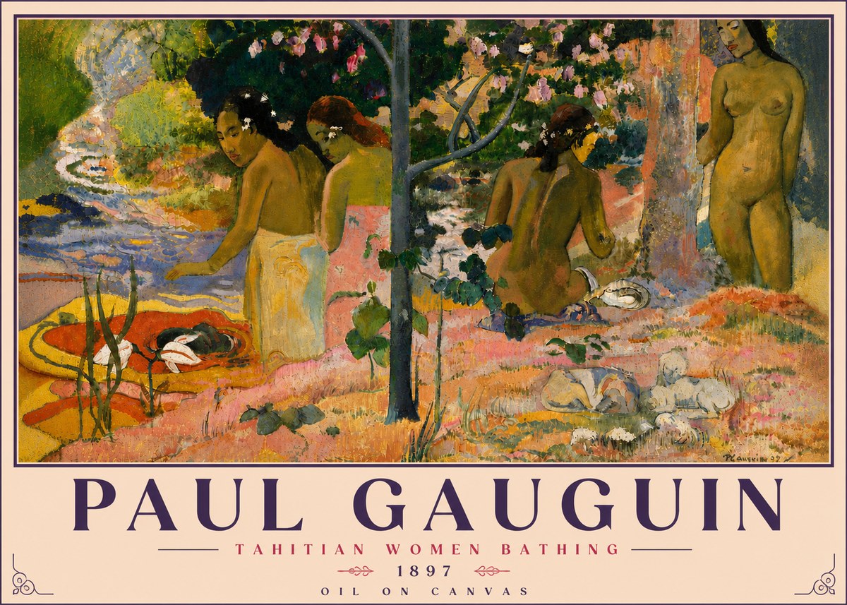 Paul Gauguin Tahitian Women Bathing No5 - Plakát
