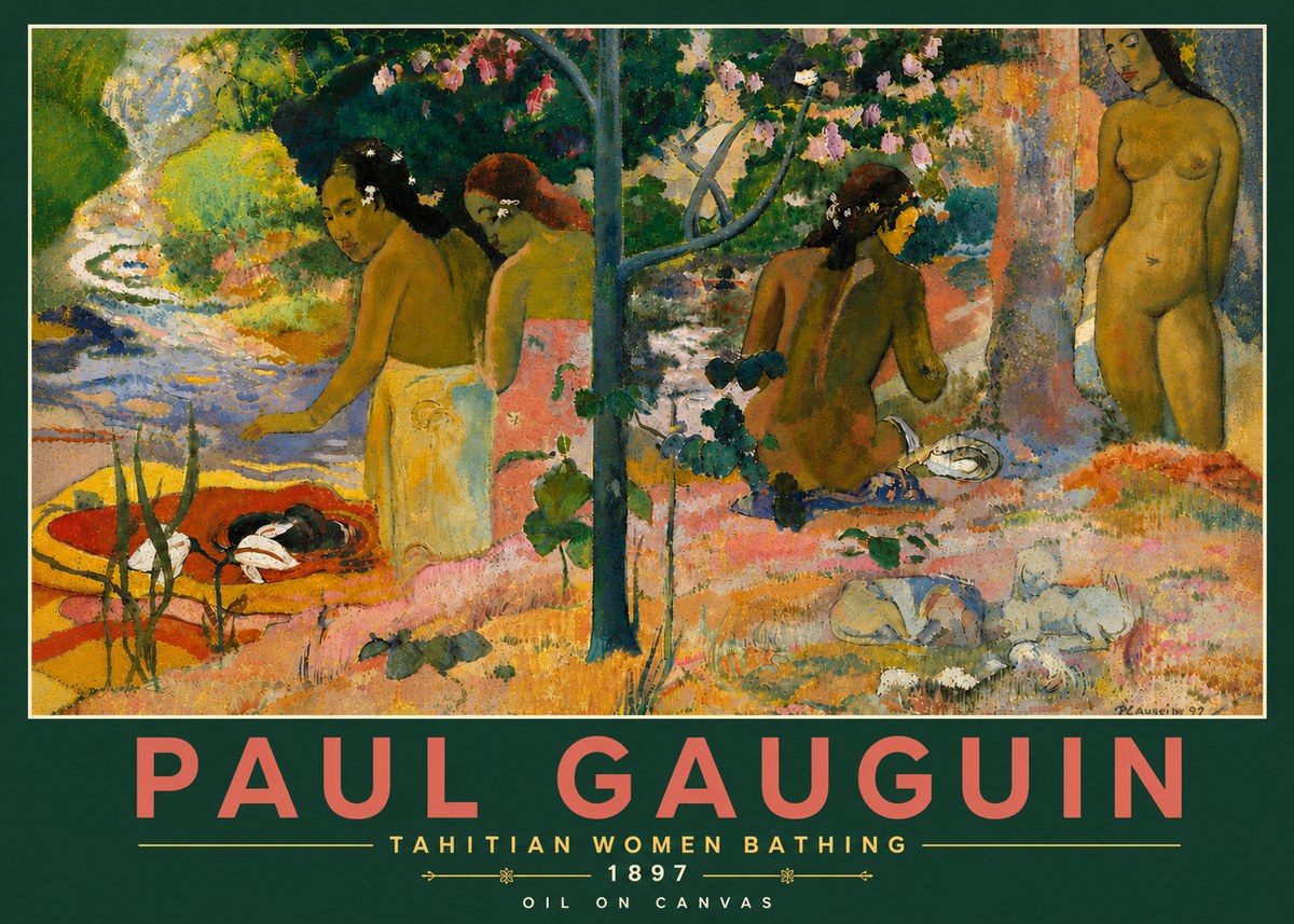Paul Gauguin Tahitian Women Bathing No6 - Plakát