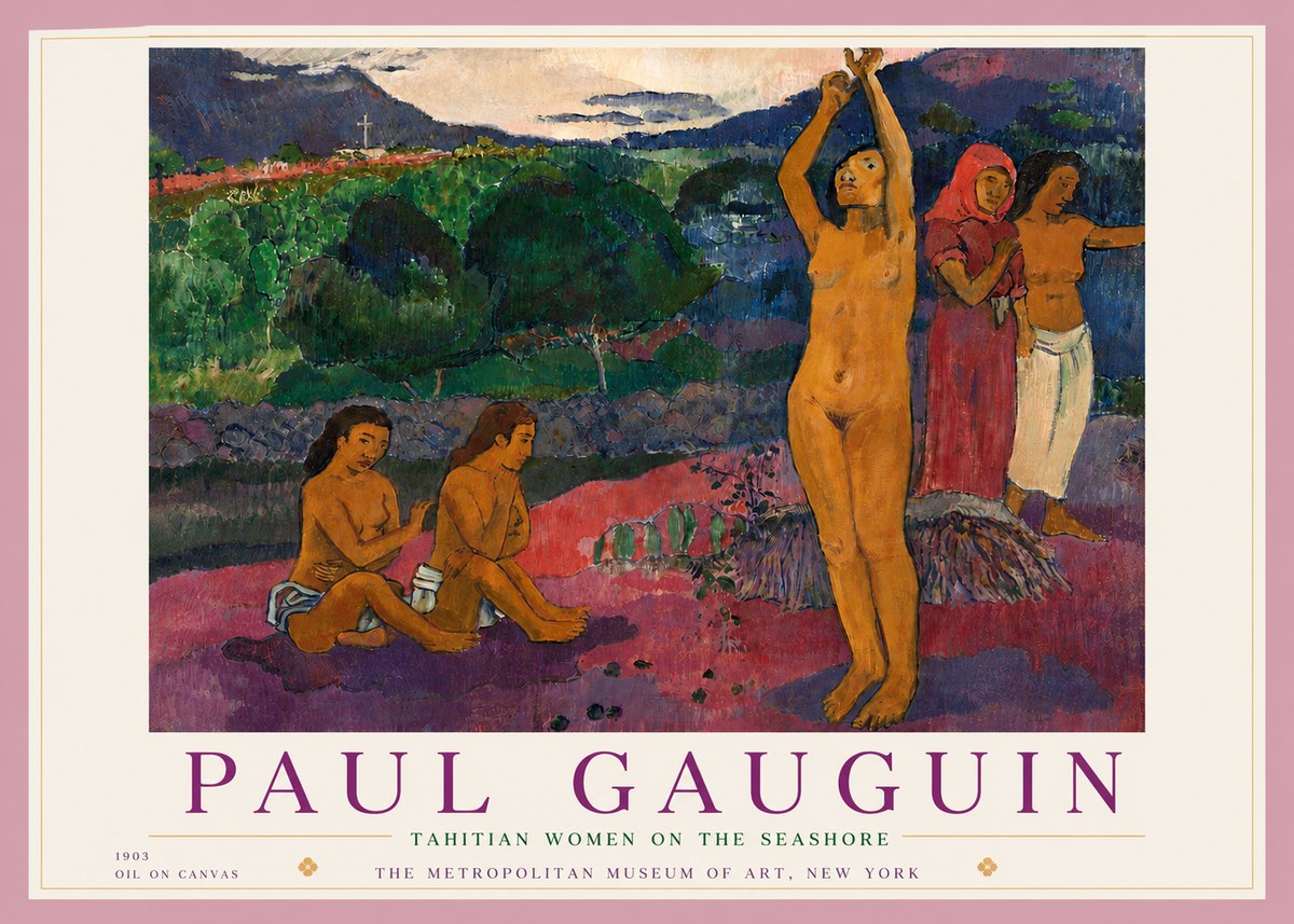 Paul Gauguin Tahitian Women on the Seashore No5 - Plakát