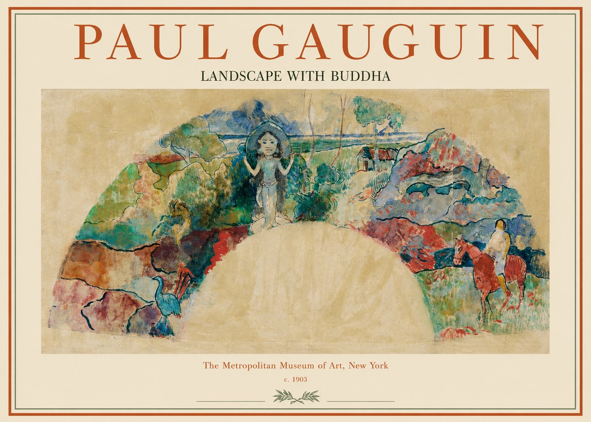 Paul Gauguin Landscape with Buddha No1 - Plakát