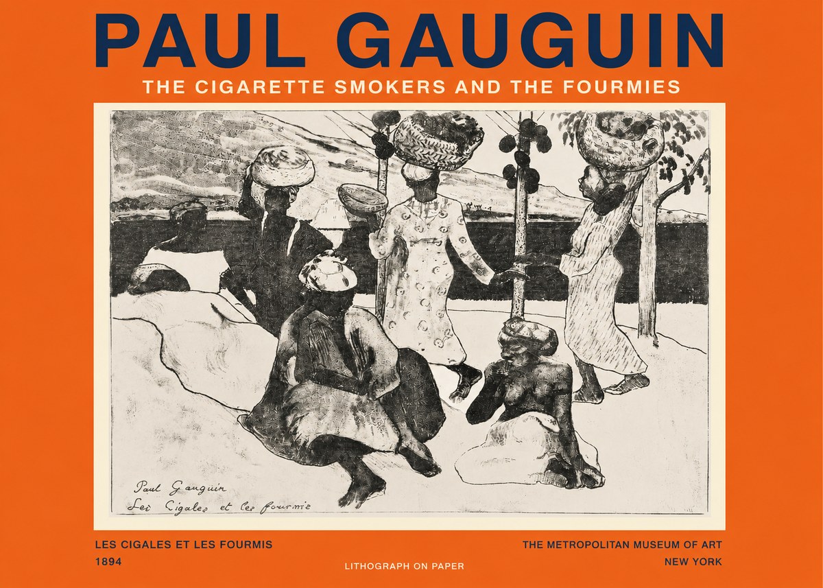 Paul Gauguin The Cigarette Smokers and the Fourmies No2 - Plakát