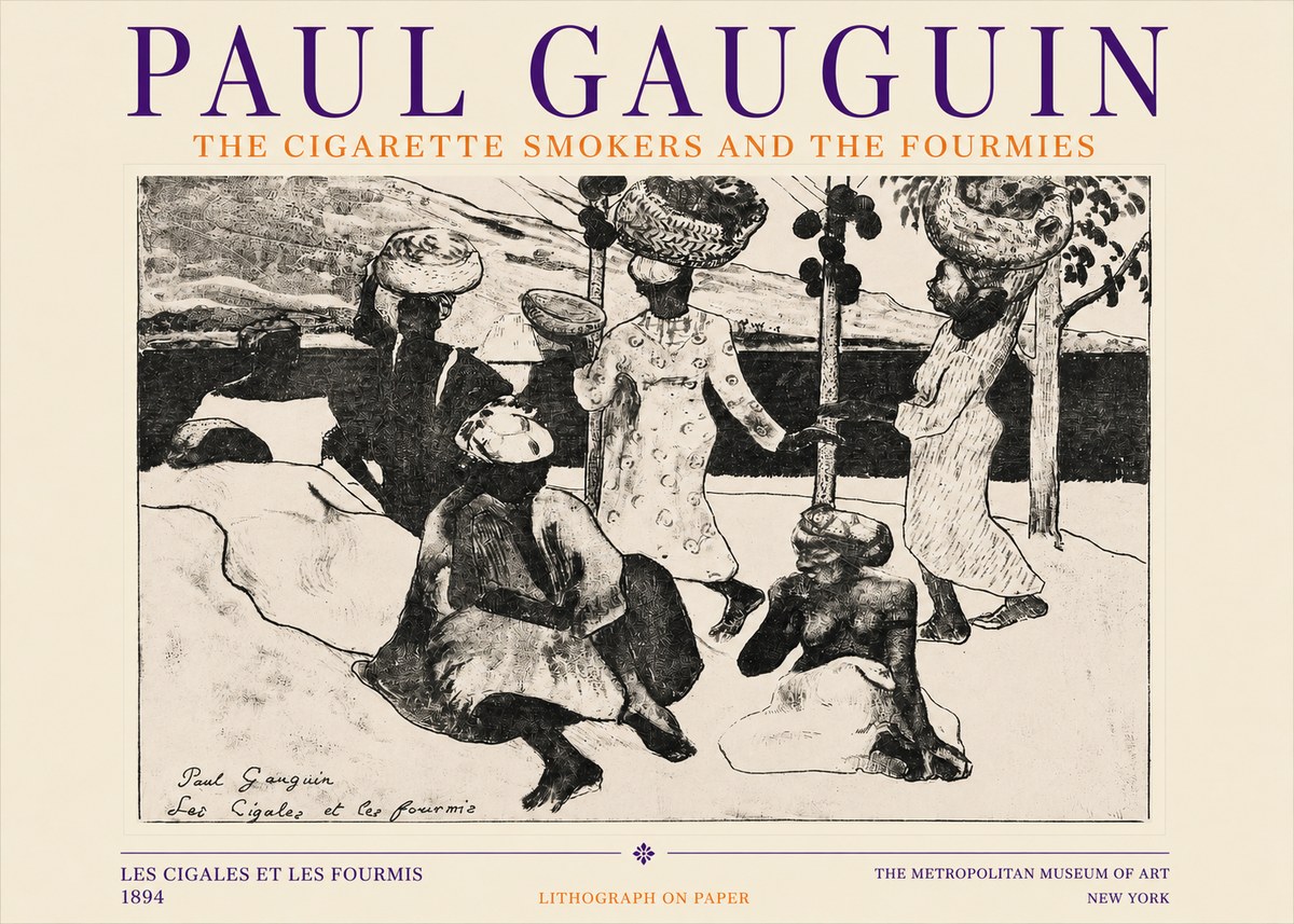 Paul Gauguin The Cigarette Smokers and the Fourmies No3 - Plakát