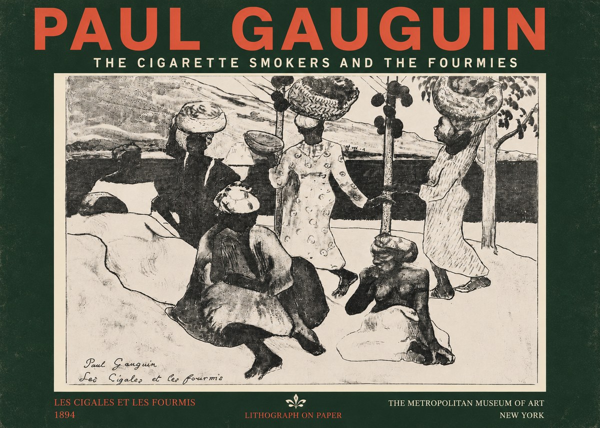 Paul Gauguin The Cigarette Smokers and the Fourmies No4 - Plakát
