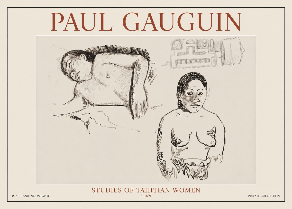 Paul Gauguin Studies of Tahitian Women No6 - Plakát