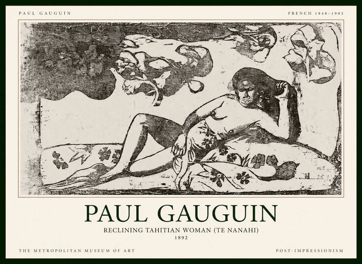 Paul Gauguin Reclining Tahitian Woman (Te Nanahi) No1 - Plakát