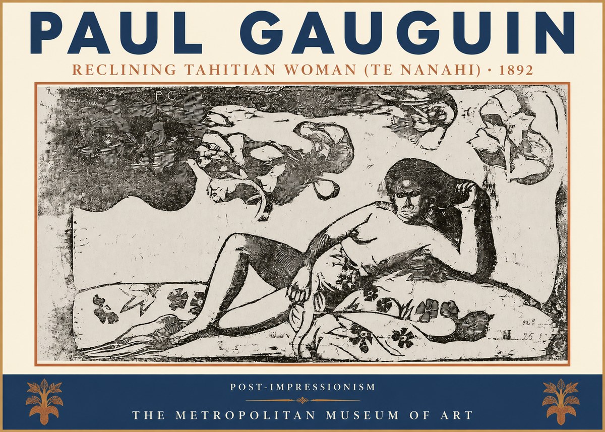Paul Gauguin Reclining Tahitian Woman (Te Nanahi) No3 - Plakát