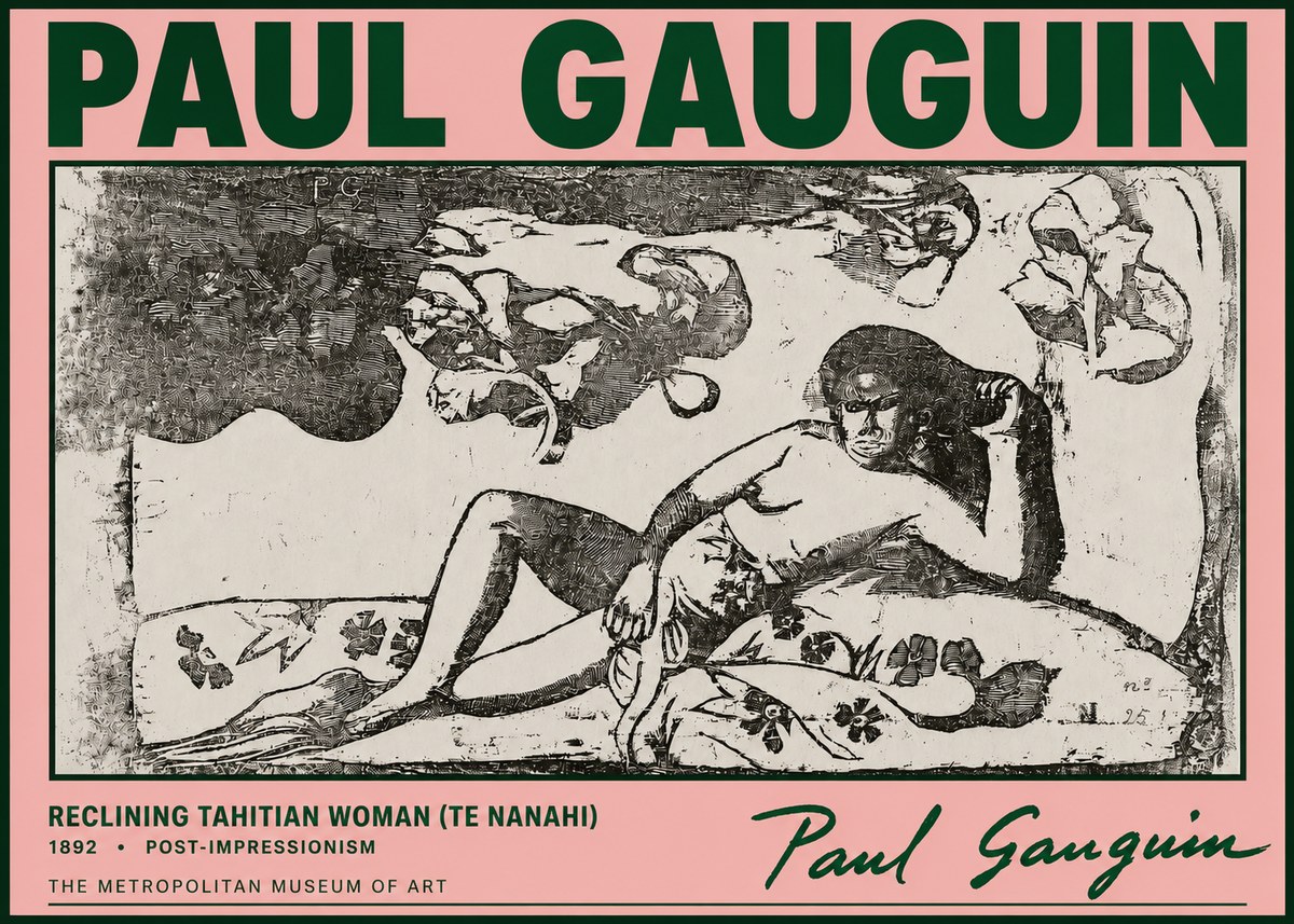 Paul Gauguin Reclining Tahitian Woman (Te Nanahi) No4 - Plakát