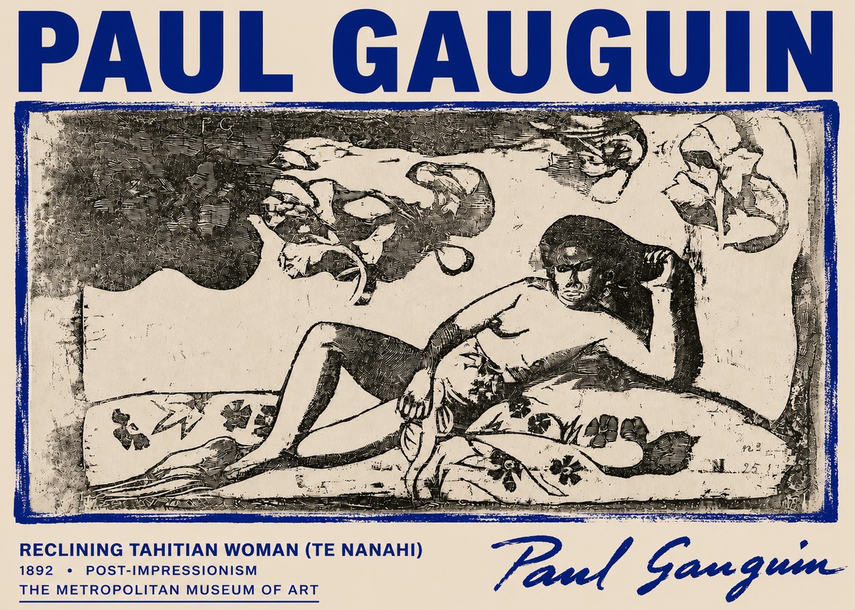 Paul Gauguin Reclining Tahitian Woman (Te Nanahi) No6 - Plakát