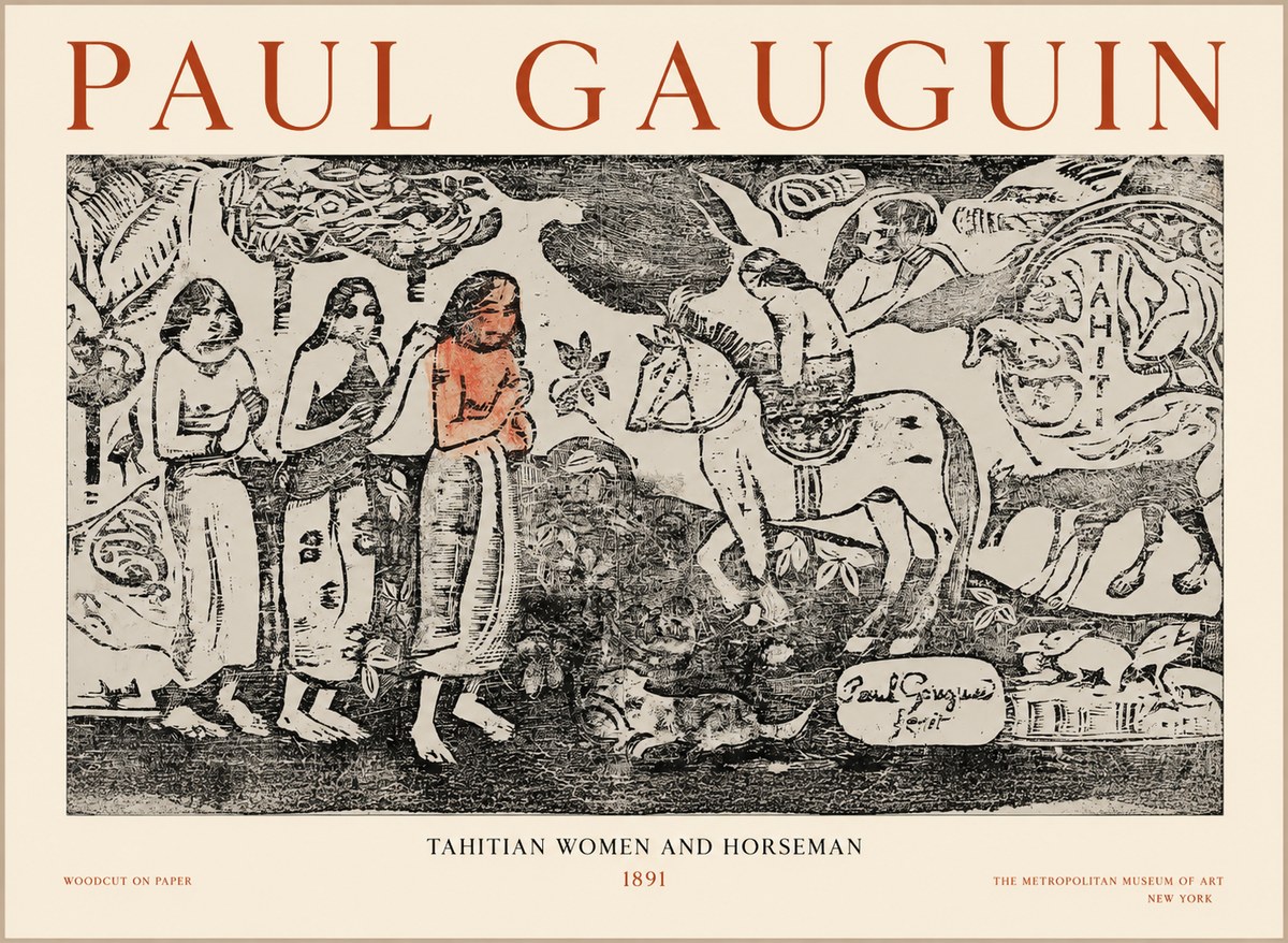Paul Gauguin Tahitian Women and Horseman No1 - Plakát