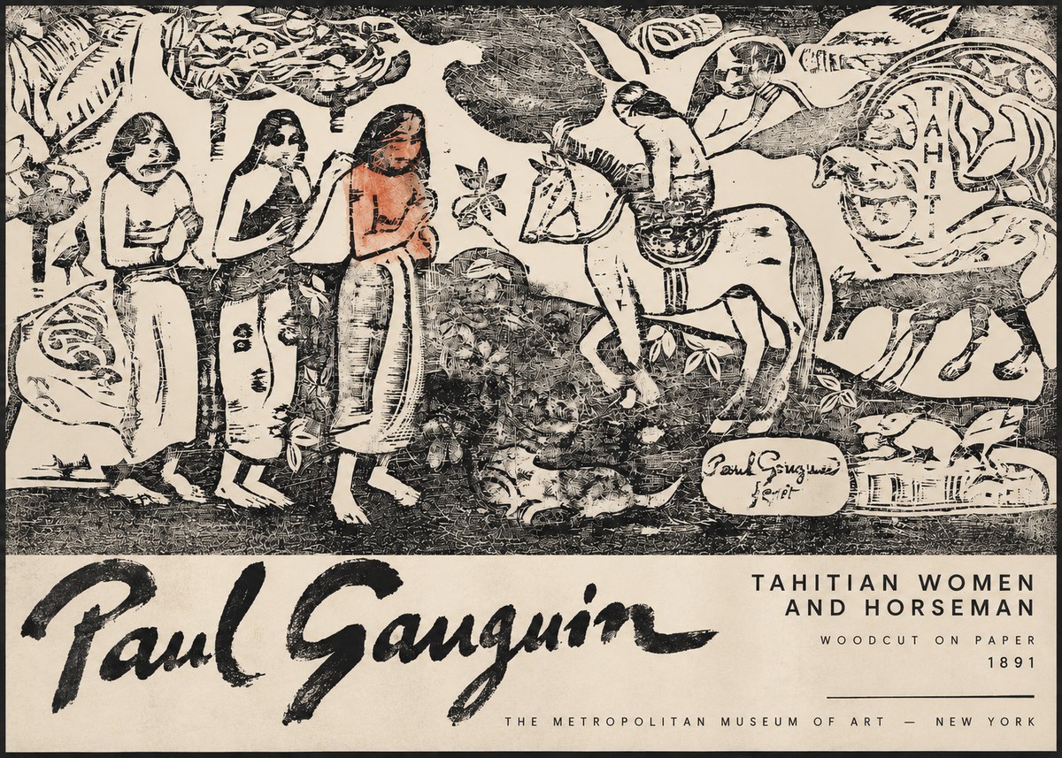 Paul Gauguin Tahitian Women and Horseman No3 - Plakát
