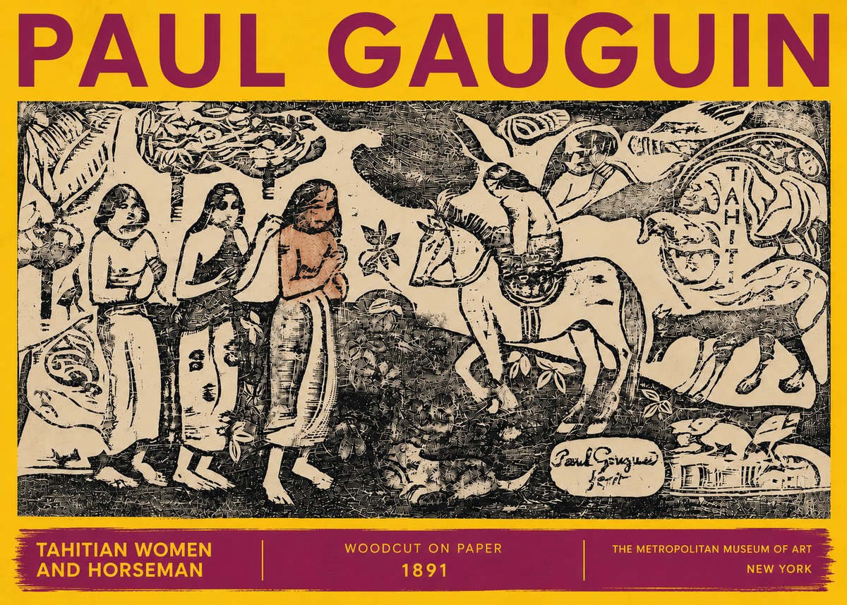 Paul Gauguin Tahitian Women and Horseman No6 - Plakát