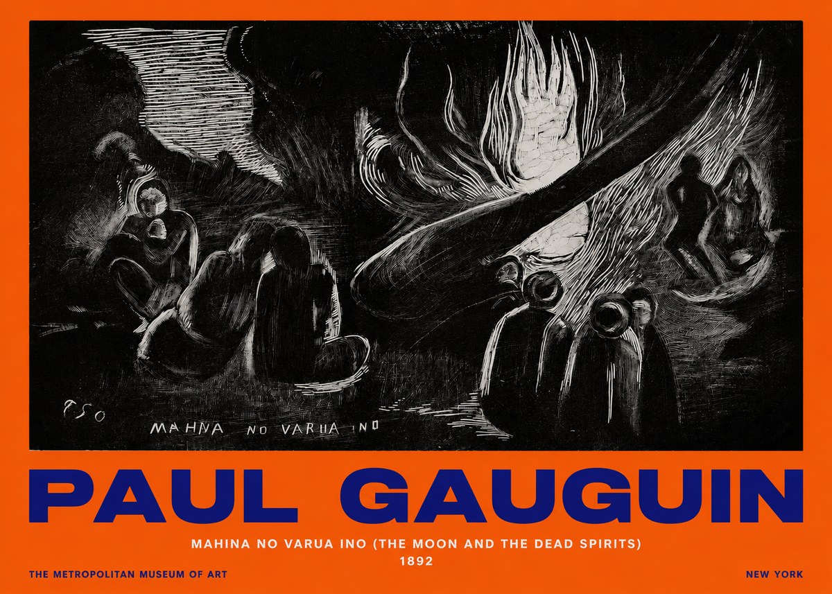 Paul Gauguin Mahina No Varua Ino (the Moon and the Dead Spirits) No2 - Plakát