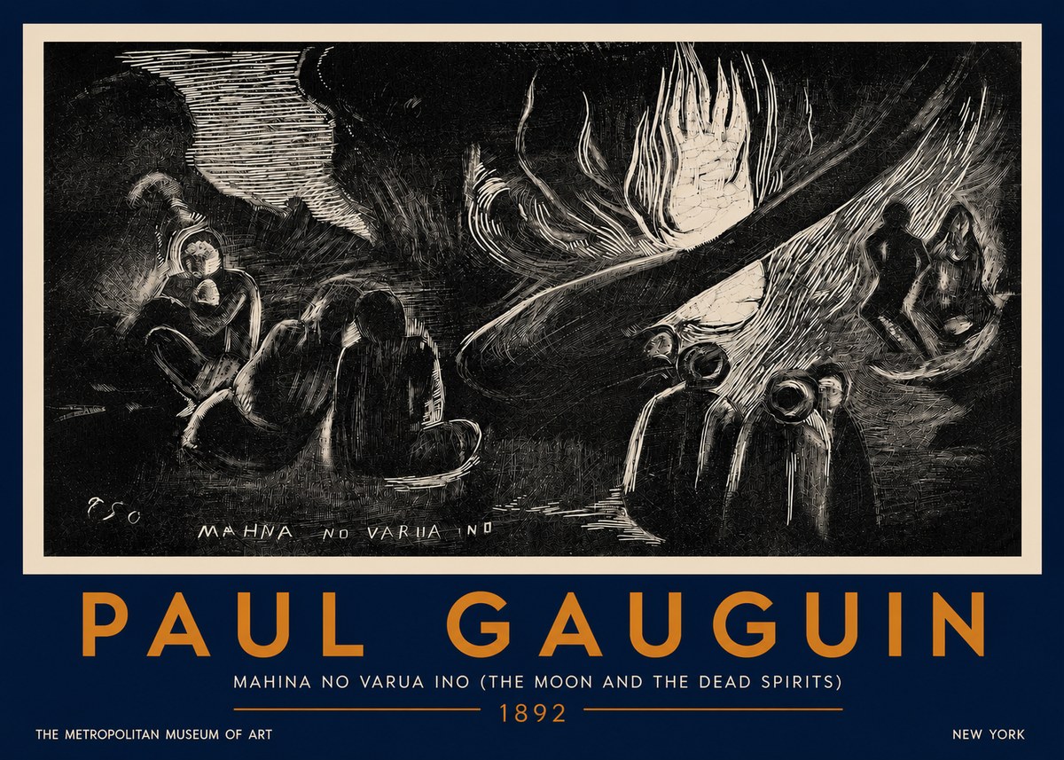 Paul Gauguin Mahina No Varua Ino (the Moon and the Dead Spirits) No5 - Plakát