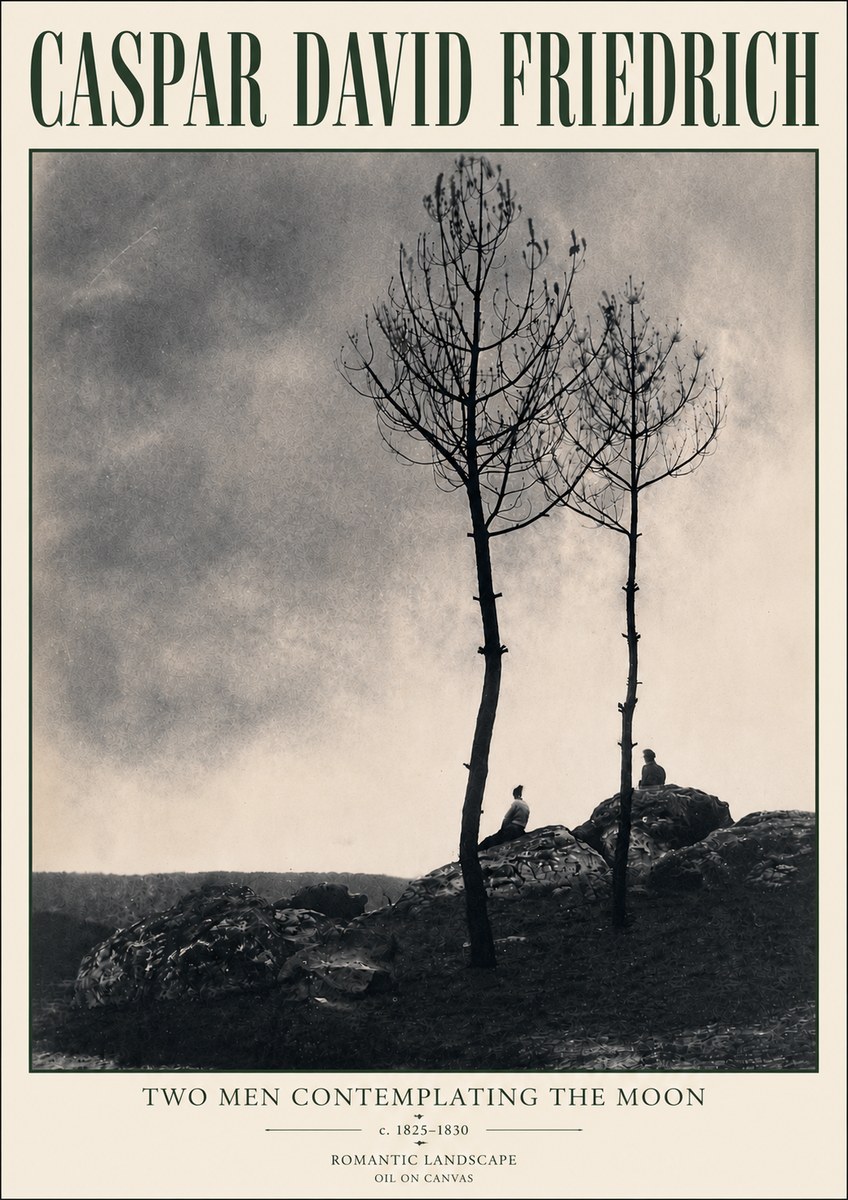 Caspar David Friedrich Two Men Contemplating the Moon III No6 - Plakát
