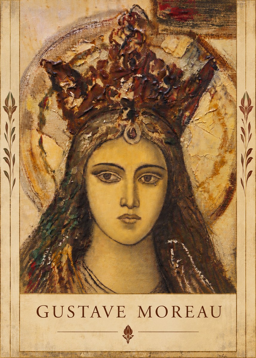 Gustave Moreau Head of a Woman with a Tiara No6 - Plakát