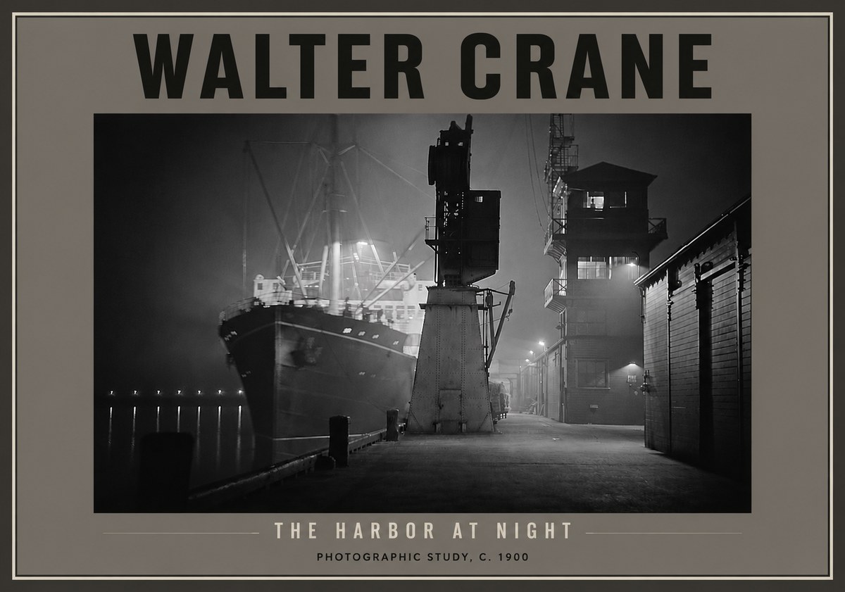 Walter Crane The Harbor at Night No4 - Plakát