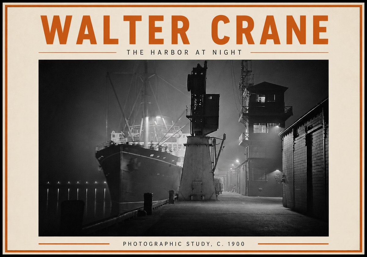 Walter Crane The Harbor at Night No6 - Plakát