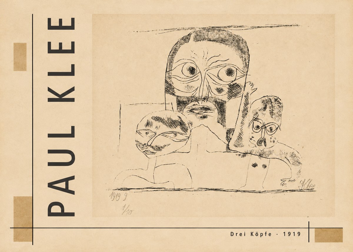 Paul Klee Drei Köpfe No4 - Plakát
