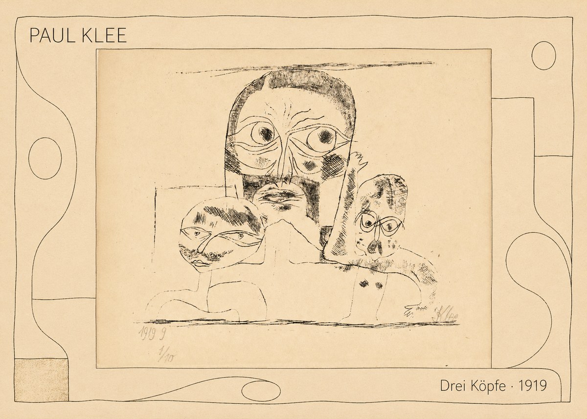 Paul Klee Drei Köpfe No5 - Plakát