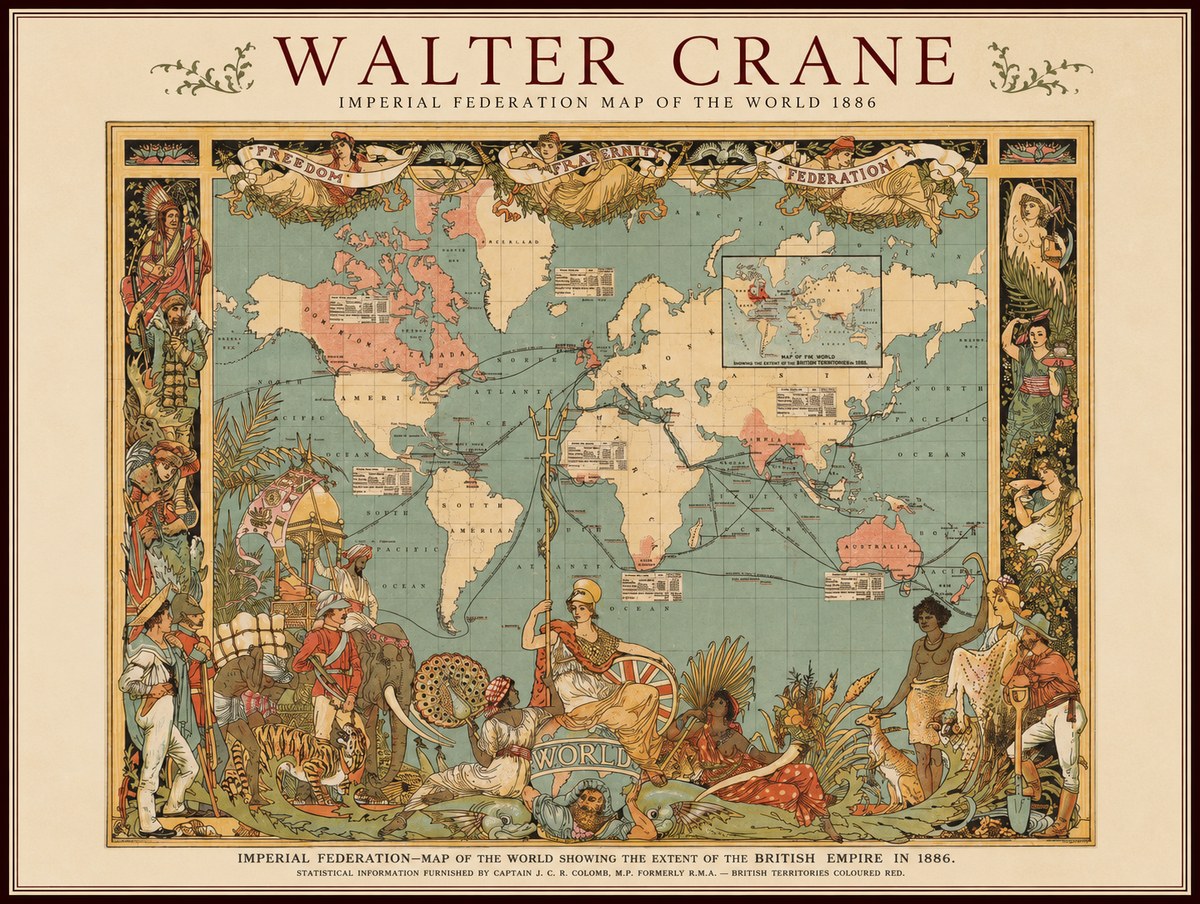 Walter Crane Imperial Federation Map of the World 1886 No1 - Plakát