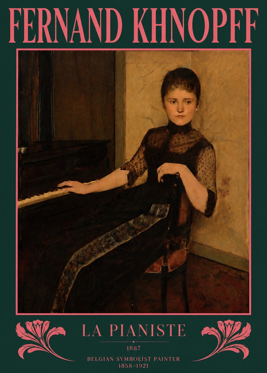 Fernand Khnopff The Piano, 1889 No3 - Plakát