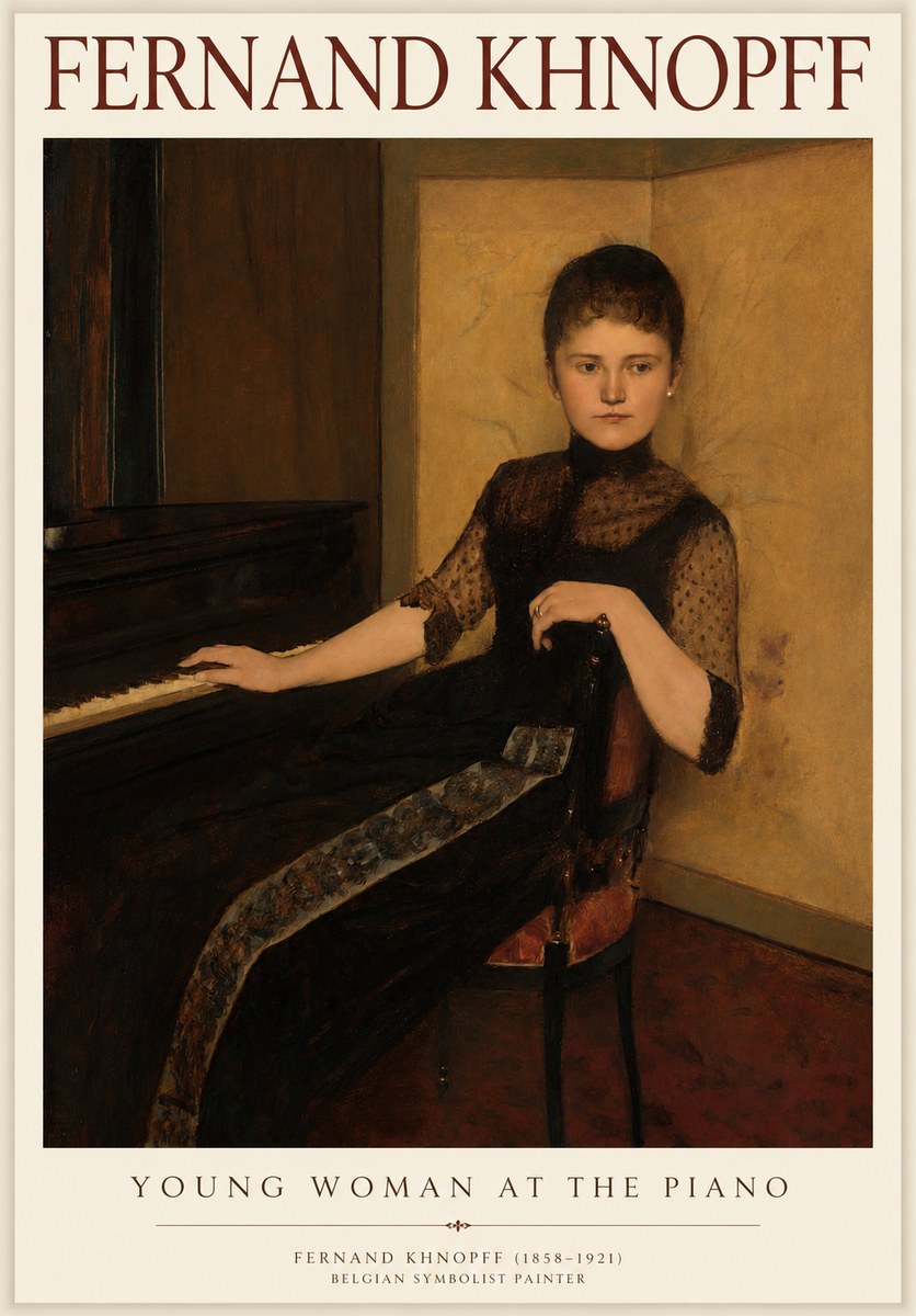 Fernand Khnopff The Piano, 1889 No4 - Plakát