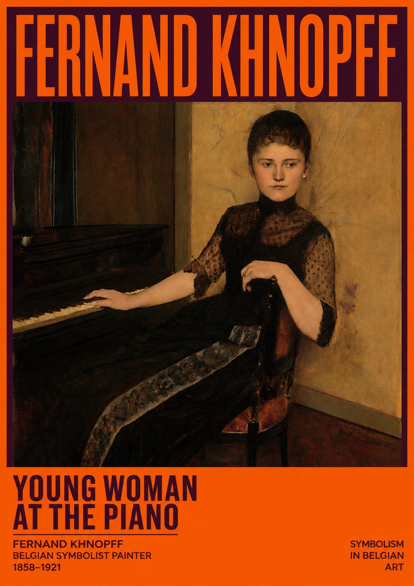 Fernand Khnopff The Piano, 1889 No5 - Plakát