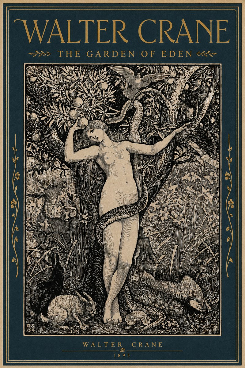 Walter Crane The Garden of Eden No4 - Plakát